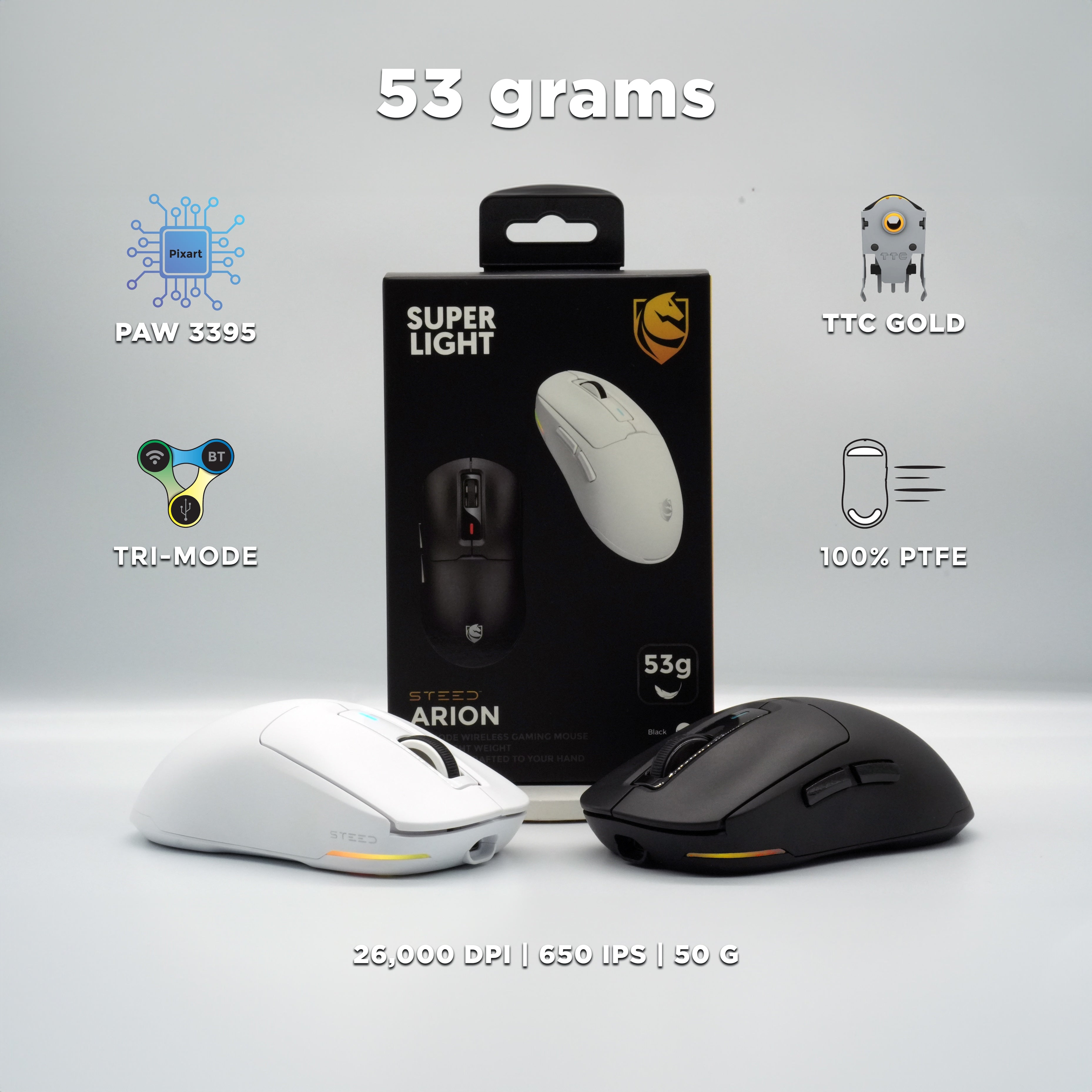 ARION Superlight TRI-Mode Gaming Mouse